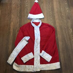 Vintage 50s Santa Claus Suit Men Jacket & Hat Outfit Costume Christmas Corduroy